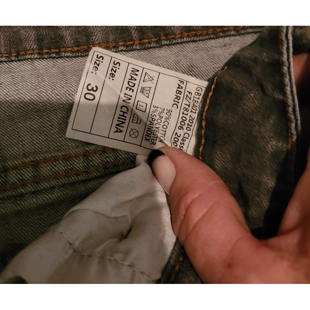 Junbaoss Men's Slim Fit Straight Leg Jeans In Gray Wash‎ With Distressed Details - Picture 4 of 6
